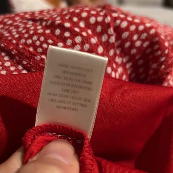 Row A Red Polka Dot Slit Midi Slip Sun Dress Small Knee Length Spaghetti Strap - Picture 4 of 14